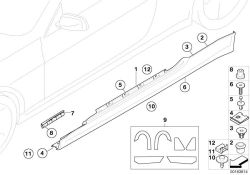 Remate umbral imprimado derecho OEM 51777074420 para BMW Serie 6 E63, E64 (2003-2007). Original BMW.