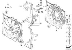 Fan cover with fan for BMW E83, . Genuine BMW.