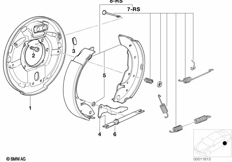 Support de frein arrière gauche OEM 34211159115 pour BMW Série 3 E36 316i. Véritable BMW.