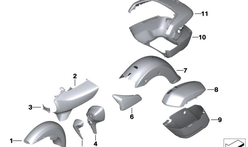 Fender anteriore OEM 46617924614 per BMW Motorrad R 1200 GS (K25), R 1200 GS Adventure (K25), R 1200 R (K27), HP2 Enduro (K25). BMW MOTORAD originale.