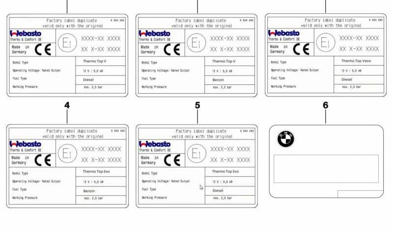 Duplicate warning plate "Diesel" OEM 71239356088 for BMW F07, F10, F11, F06, F12, F13, F01, F02, E70, E71. Genuine BMW.