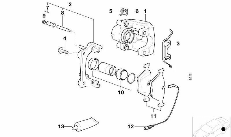 Juego de juntas para pinza de freno OEM 34211164440 para BMW E39. Original BMW.