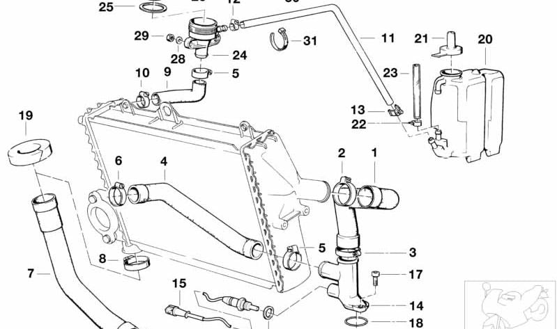 Conexión de agua OEM 11531460287 para motos BMW K100, K75, K75 RT. Original BMW Motorrad.