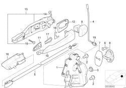Trava de pestillo rotativa com atuador direito do BMW E46 (OEM 51227011310). BMW original.