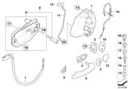 Support with lock and key right OEM 51213449073 for BMW X3 E83, X3 E83 LCI. Genuine BMW.