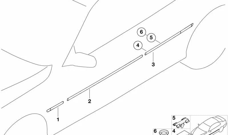 Listón de parachoques puerta trasera derecha OEM 51138208452 para BMW serie 3 E46 (1998-2004). Original BMW.
