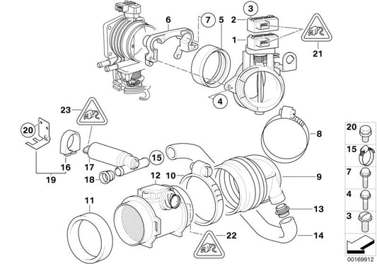 Caudalímetro OEM 13621703275 para BMW E36, E39, E38. Sensor de masa de aire original BMW. Compatible con modelos 323i entre 1995 y 1999. Sensor 4 pines. Repuesto original BMW.