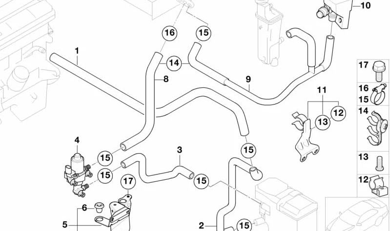 Manguera Radiador-Depósito de Expansión para BMW E53 (OEM 64216904932). Original BMW.