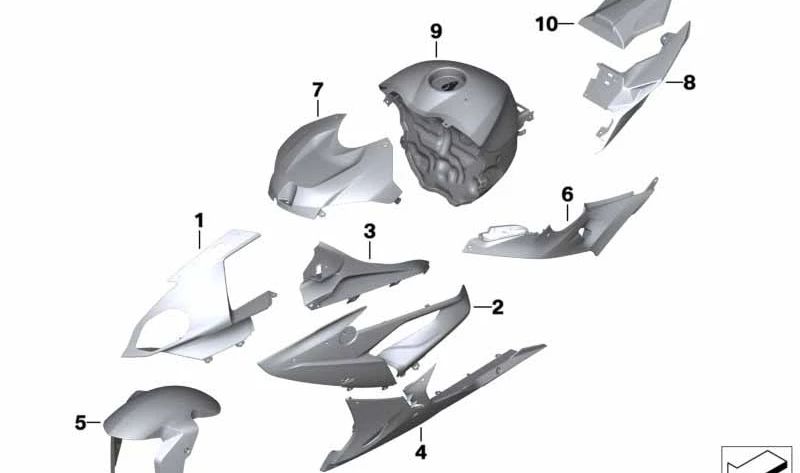 Guarnição lateral superior direita OEM 46638560126 para BMW Motorrad S 1000 RR K46 (2013-2016) em Raging-Red. Originais BMW Motorrad.