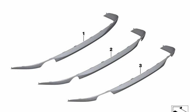 Tapa embellecedora trasera paragolpes OEM 51127331569 para BMW F07, F07N. Original BMW.