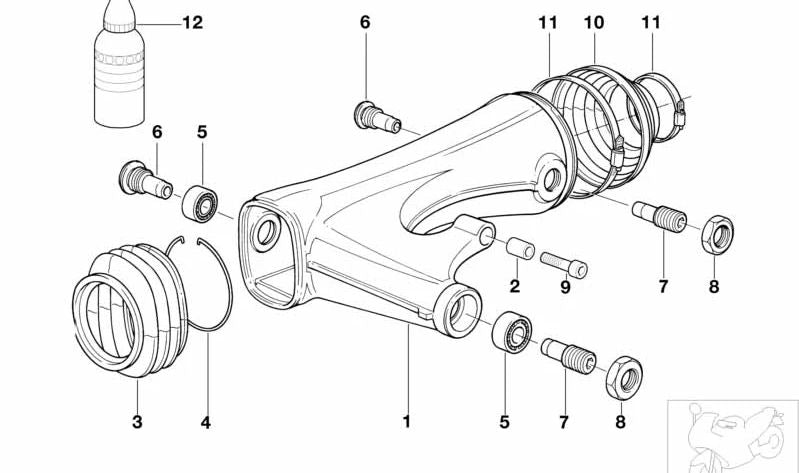 Fuelle trasero OEM 33171452504 para motos BMW R850GS, R1150GS, R1100RT, K1200RS, K1100LT... y más. Original BMW Motorrad.