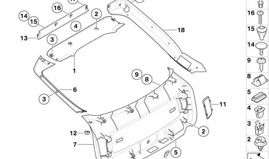 Right rear water gutter Cover 51497190776 for BMW X6 (E71, E72). Original BMW.