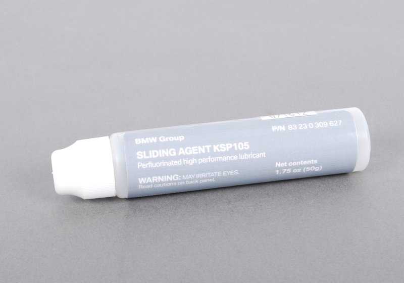 Lubricante antifricción OEM 83230309627 para BMW {E46,E60,E61,E65,E66,E70,E71,E81,E82,E83,E84,E87,E88,E90,E91,E92,E93,F01,F02,F10,F11,F12,F13,F20,F21,F25,F30,F31,F32,F34,F36,G01,G11,G12,G20,G30,X1,X3,X4,X5,X6,Z4}. Original BMW.