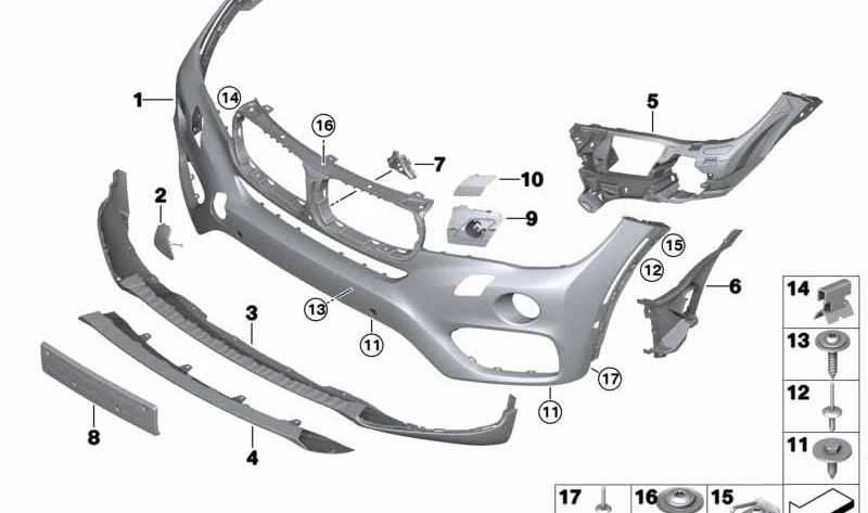Paragolpes delantero imprimado OEM 51117422892 para BMW X6 F16. Repuesto original BMW.