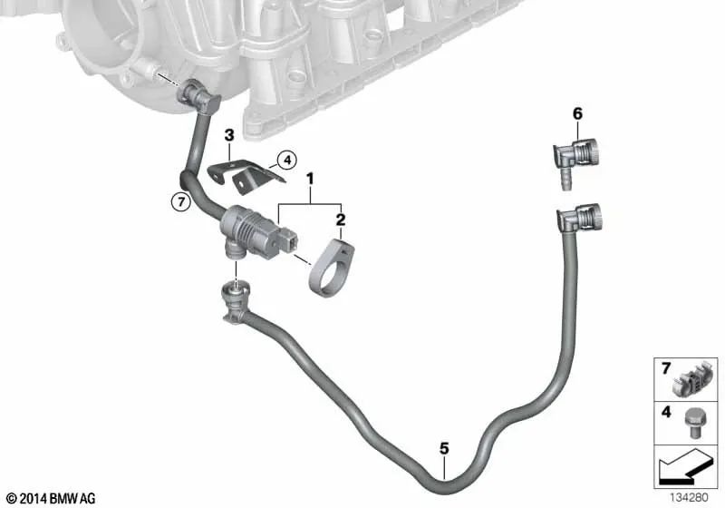 Tank breather line for BMW E60, E61, E63, E64 (OEM 13907524178). Original BMW