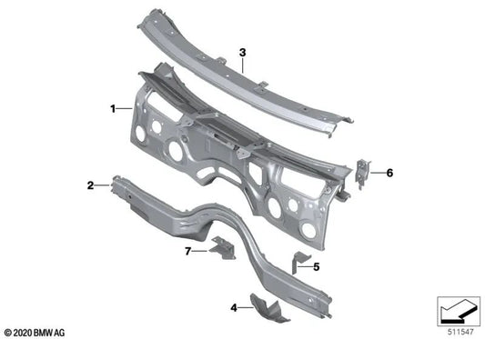 Travesaño pared frontal OEM 41007481032 para BMW X3 G01, iX3 G08, X4 G02, X3 M F97, X4 M F98... y más. Original BMW.
