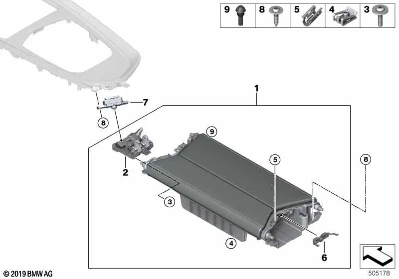 Center armrest for BMW Z4 G29 (OEM 51169458230). Original BMW.