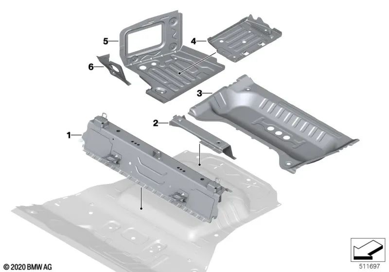 Left boot floor for BMW X3 F97, G01, G08, X4 F98, G02 (OEM 41007493913). Original BMW.
