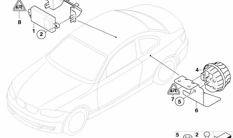 Soporte sensor interior alarma OEM 65759120923 para BMW E88 118d y 118i (todos los modelos compatibles del 01/2008 al 10/2013). Original BMW.