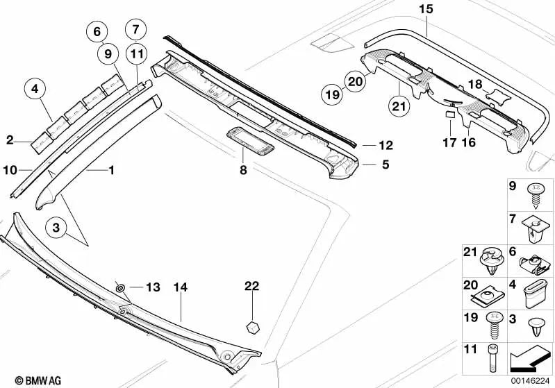 Rejilla Decorativa para BMW E46 (OEM 51718266827). Original BMW.
