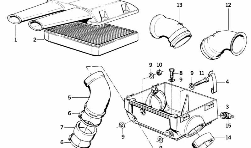 OEM Lashing Tube di ammissione 13721337233 per BMW E23, E24, E28, E32, E34. BMW originale.