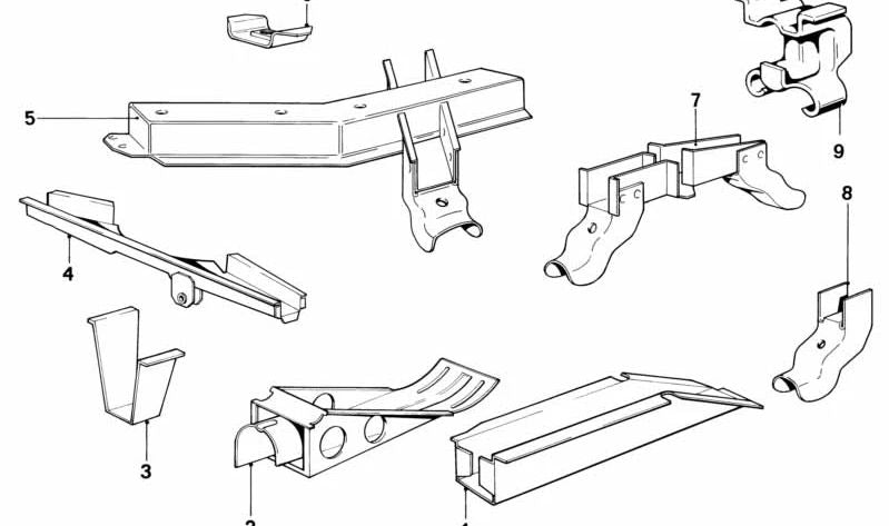 Left side member for BMW 3 Series E21 (OEM 41111846623). Original BMW