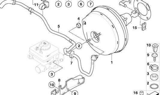 Tubo de vacío OEM 34337577300 para BMW E60, E61, E63, E64. Original BMW.