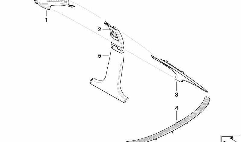 Embellecedor columna C izquierdo OEM 51437031909 para BMW E46. Color gris. Original BMW.