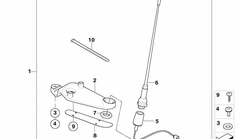 Portador de antena izquierda OEM 65217664963 para motos BMW R1200 CL (K30). Original BMW Motorrad.
