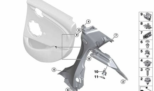 Revestimiento lateral trasero derecho OEM 51467401812 para MINI F55, F55 LCI. Original MINI.