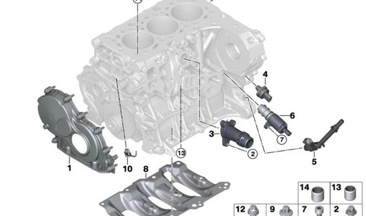 Separador de óleo (Ölhobel) OEM 11118512687 para BMW F20, F21, F40, F45, F46, F48, F39, F55, F56, F57, F54, F60. BMW original.