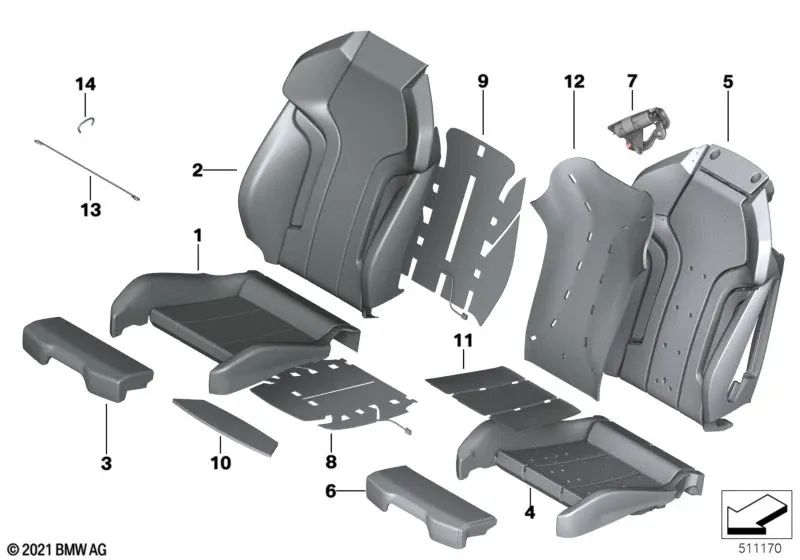 Hülle aus Leder Oberschenkel für die BMW 3 G80 -Serie, G81, 4 G82 -Serie, G83 (OEM 52109503573). Original BMW