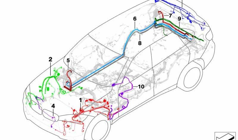 Right front door repair wiring OEM 61119353017 for BMW F15, F85, F16, F86. Original BMW.