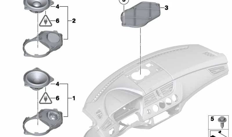 Rejilla altavoz salpicadero OEM 65126978053 para BMW E70, E71, E72, E89. Compatible con modelos X5 y Z4. Repuesto original BMW.