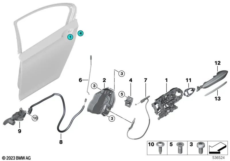 Suporte de maçaneta externa direita para BMW Série 5 F07, F07N, Série 7 F01, F01N, F02, F02N, F04 (OEM 51217175732). BMW originais.