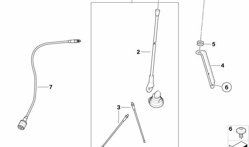 Varilla antena Radial Ground Plane OEM 65617651944 para motos BMW R1100RT, R850RT, R1150RT. Original BMW Motorrad.