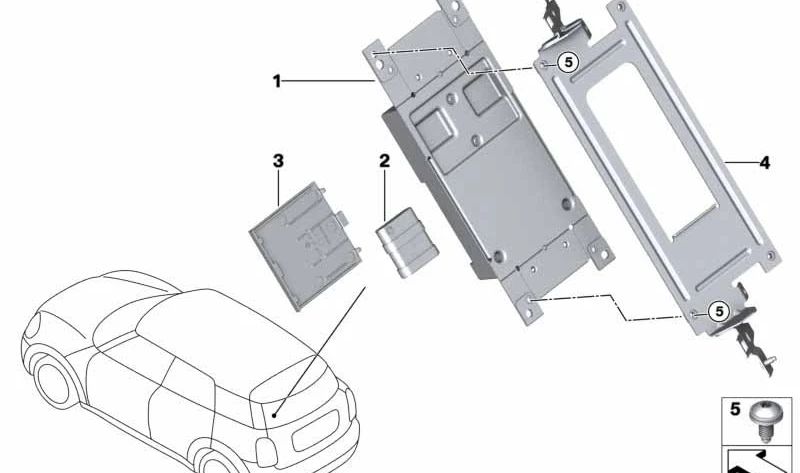 Tapa Telematics OEM 84109304009 para BMW F20, F21, F22, F23 y MINI F54, F55, F56, F57, F60. Pieza original BMW y MINI.