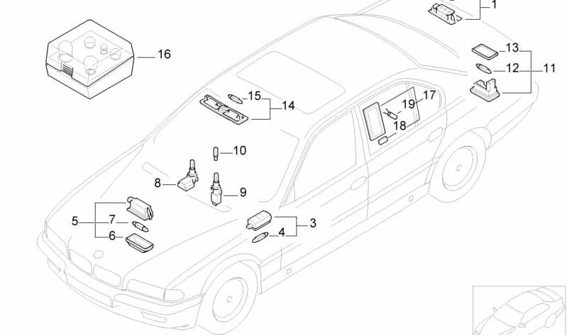 License plate light for BMW 7 Series E38 (OEM 63268352424). Genuine BMW