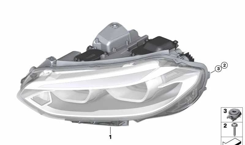 Faro delantero izquierdo halógeno OEM 63117379911 para BMW F52. Original BMW.