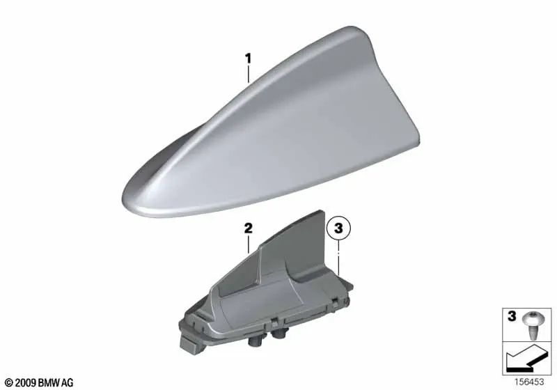 Boîtier vide d'antenne de toit apprêté OEM 65209321284 pour BMW 2 F45, F46, X2 F39. Véritable BMW.