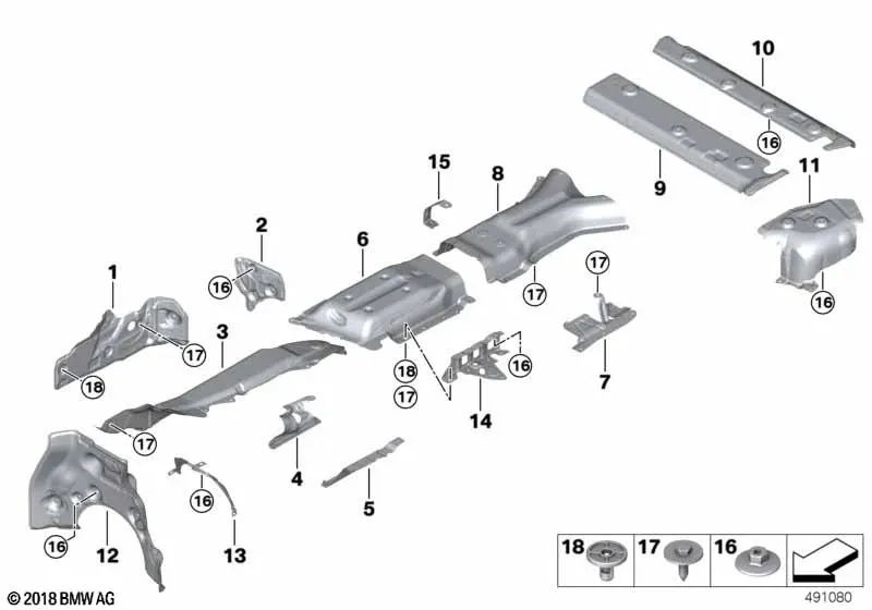 Links hintere Wärmeisolierung für BMW X5 F95, F95N X6 F96, F96N (OEM 51488075039). Original BMW.