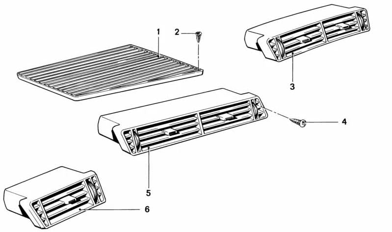 Rejilla de ventilación derecha OEM 64221375027 para BMW E23. Recambio original BMW.