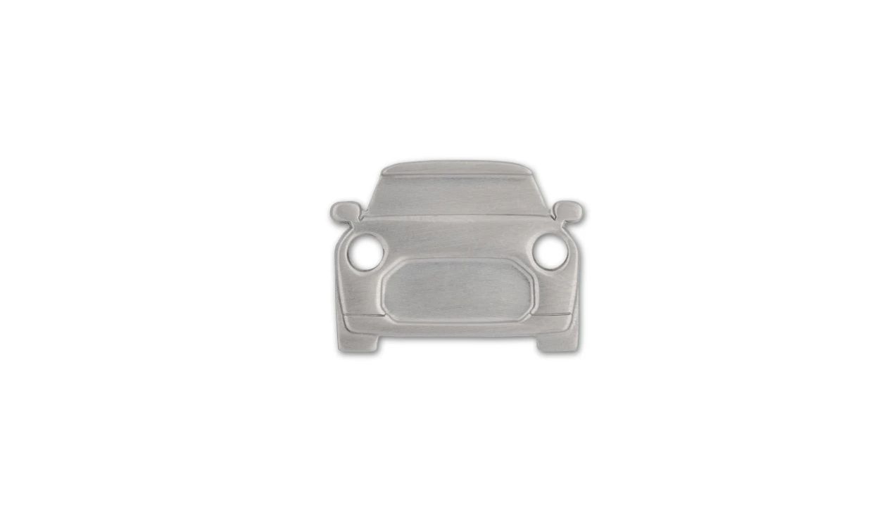 Goupille décorative argentée MINI Cooper avec support arrière OEM 80285B32121 valable pour MINI. MINI d'origine.