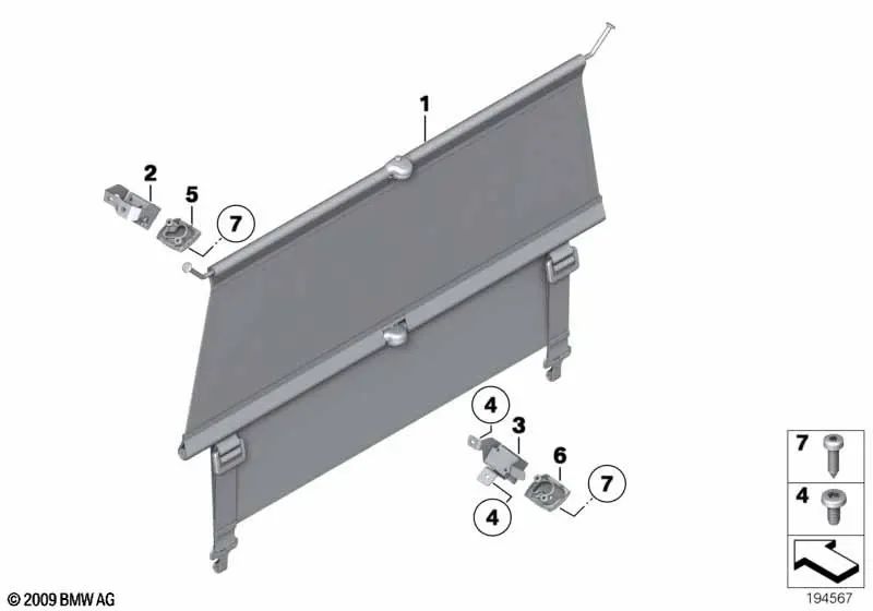 Left partition net bracket cover for BMW E84 (OEM 51442992471). Original BMW.