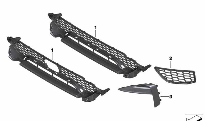 OEM 51118065193 Grille latérale gauche pour BMW x3 M F97 et X4 M F98 (années 2019-2021). Pièce extérieure décorative originale BMW.