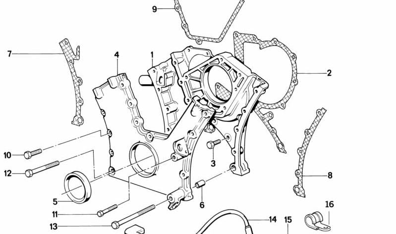 Cárter de distribución inferior OEM 11141715513 para BMW E31, E32. Original BMW.