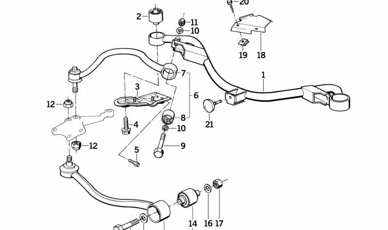 Soporte de goma silentblock OEM 31121130444 para BMW E32, E34. Original BMW.