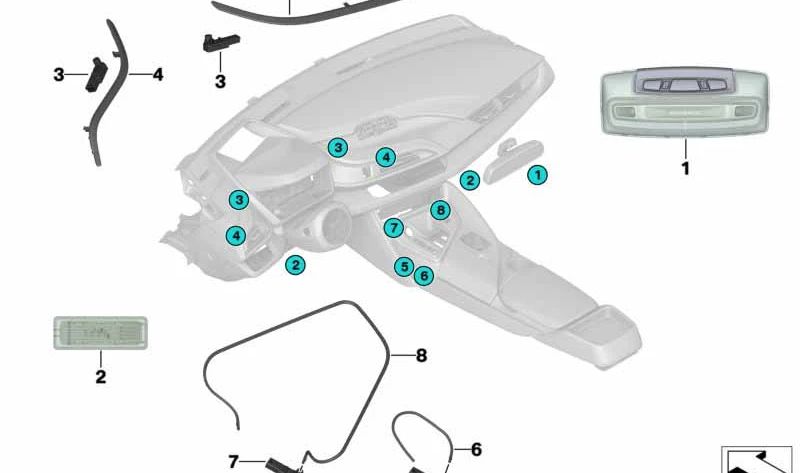 Luz LED interior OEM 63319348582 para BMW i3 (I01), i8 (I12, I15). Apta para puerta y maletero. Compatible con modelos fabricados entre 2014 y 2020. Original BMW.