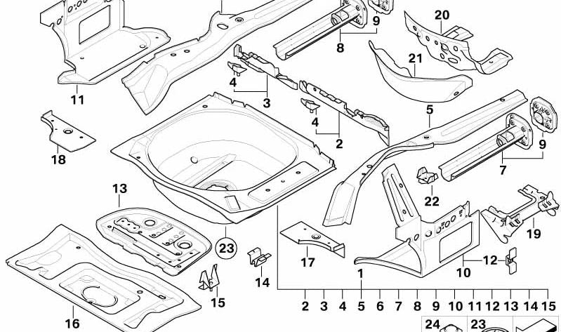 Larguero trasero izquierdo OEM 41117125161 para BMW E63 y E64. Original BMW.
