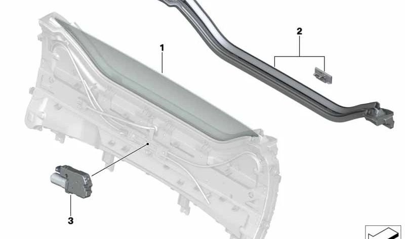 Luna trasera OEM 54347458265 para BMW i15. Original BMW.